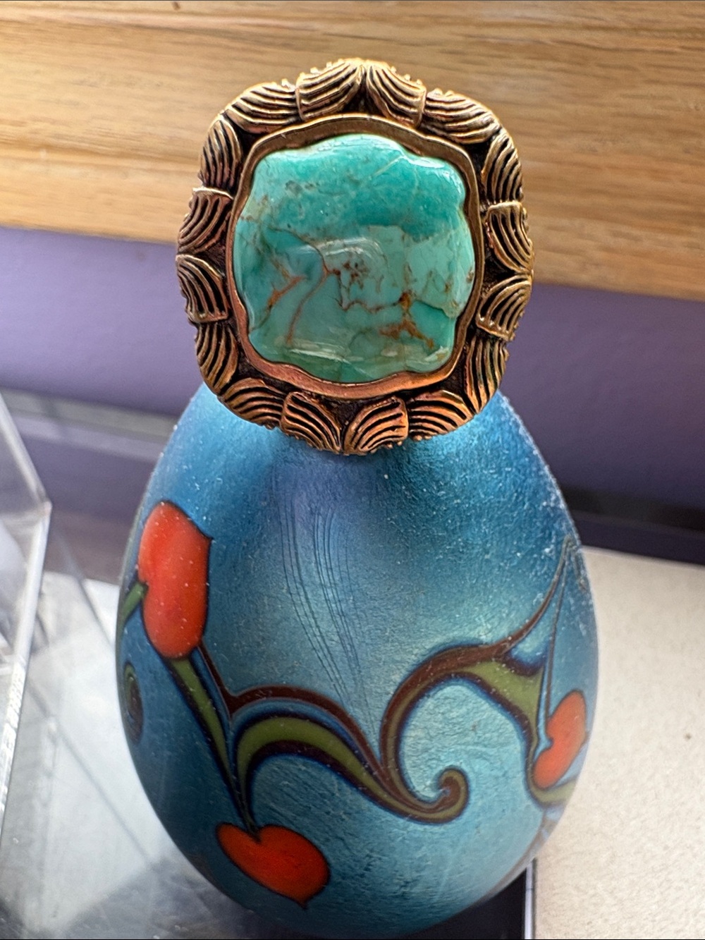 Barse turquoise and brass statement ring size 8